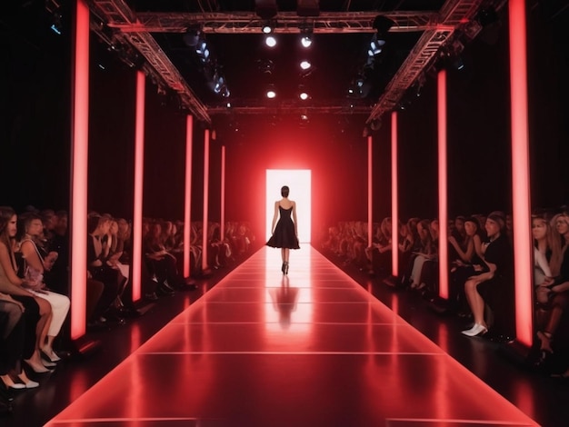 Photo fashion show runway with red lights