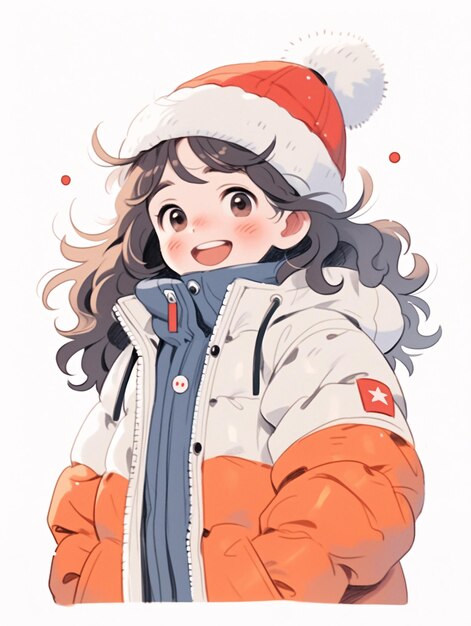 Fashion winter trendy girl cute cartoon girl illustration in winter