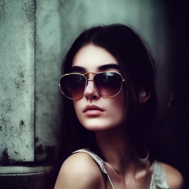 Fashion woman portrait with sunglasses 3d rendering