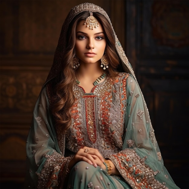 A Fashion women indian and pakistani drass wedding clothing