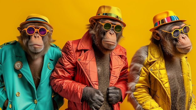 Fashionable Ape in a Vibrant Group Outfit