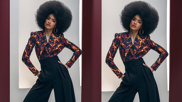 Photo fashionable attractive african american woman with afro hairstyle posing