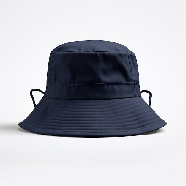 Fashionable Bucket Hat in Dark Blue on Isolated White