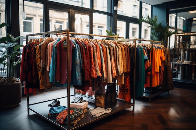 Photo fashionable clothes in a boutique store in london