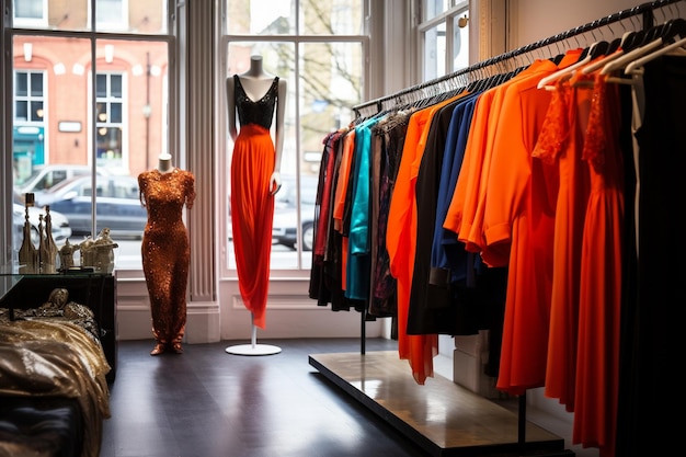 Photo fashionable clothes in a boutique store in london