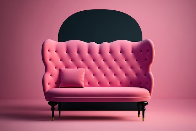 Fashionable comfortable stylish sofa made of pink fabric Illustration AI Generative