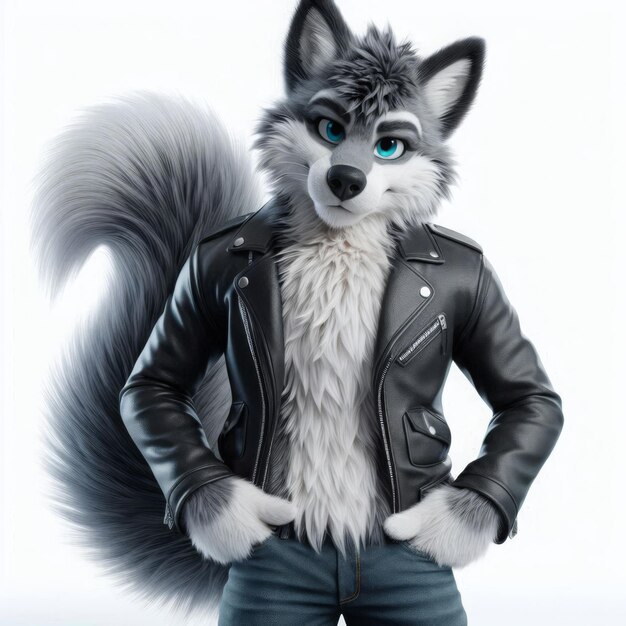 Photo fashionable fursona wolf character