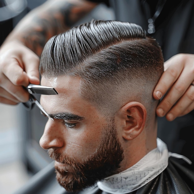 Fashionable Hairstyle at the Barbershop