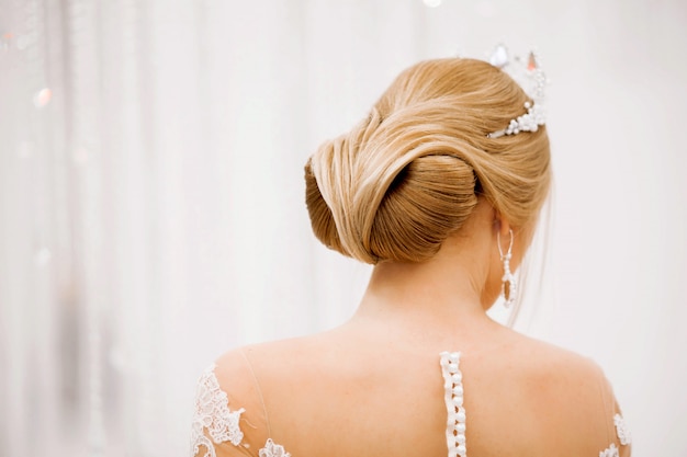 Fashionable model in bridal dress