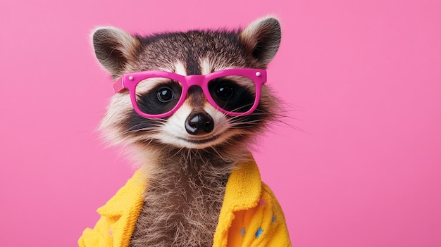 A Fashionable Raccoon Dressed in Vibrant Attire Perfect for Creative Marketing Materials