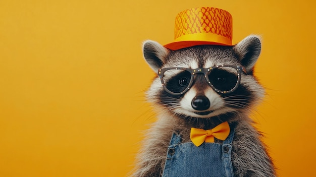 Photo fashionable raccoon showcasing trendy outfits for stylish animal lovers and fashion enthusiasts