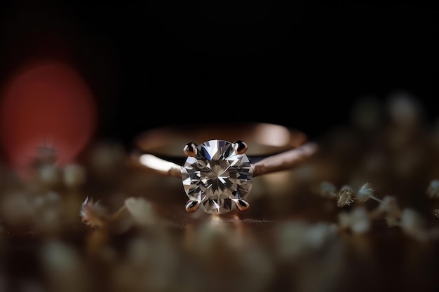 fashionable wedding jewelry ring photography with precious diamond generative ai