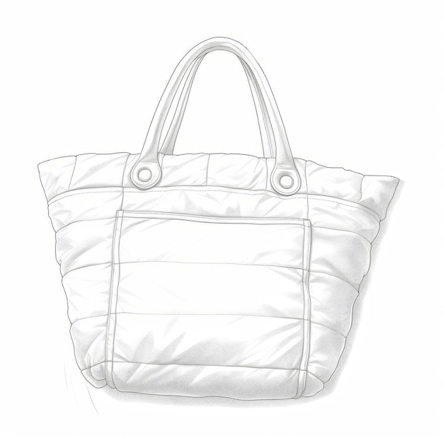 FashionIllustrated White Quilted Tote Bag with Zipper and Strap