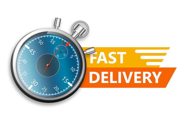 Photo fast delivery service with vintage stopwatch