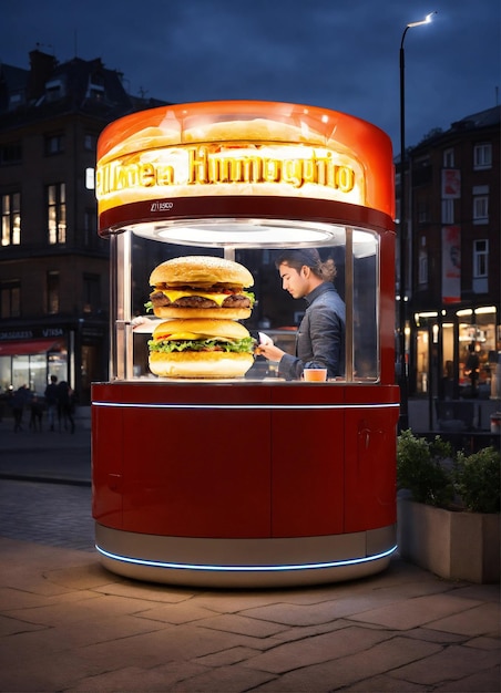 Fast food burger street stall shop a Mockups