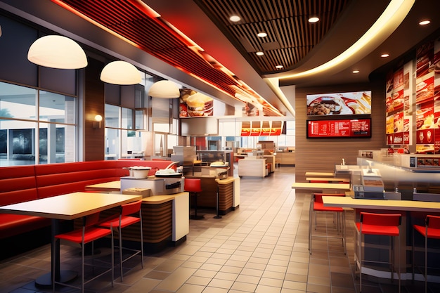 Fast Food Chain Restaurant Interior