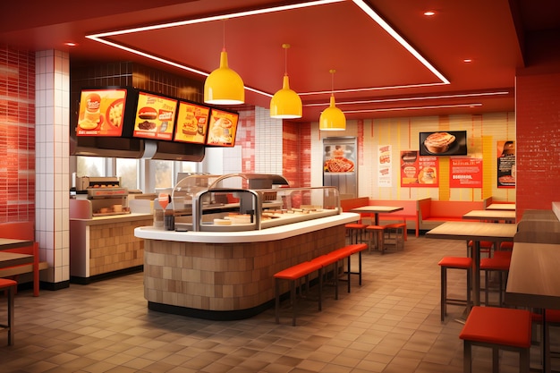 Fast Food Chain Restaurant Interior