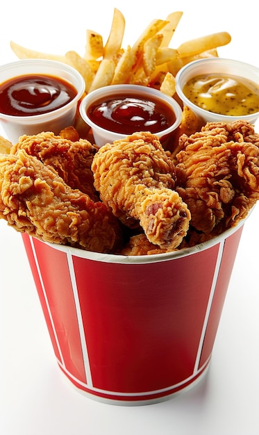 fast food delicious crispy fried chicken fried chicken pieces background in container ai generated