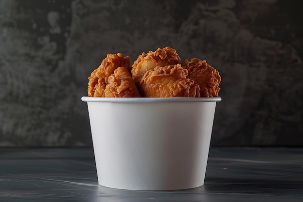 Photo fast food delicious crispy fried chicken fried chicken pieces background in container ai generated