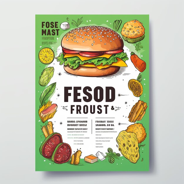 Photo fast food flyer poster pamphlet brochure cover design layout template in a4 size ai generated