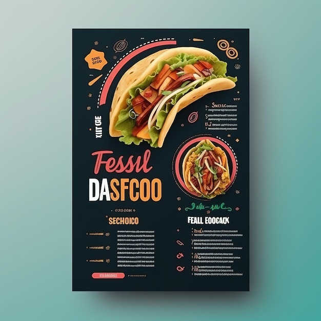 Photo fast food flyer poster pamphlet brochure cover design layout template in a4 size ai generated