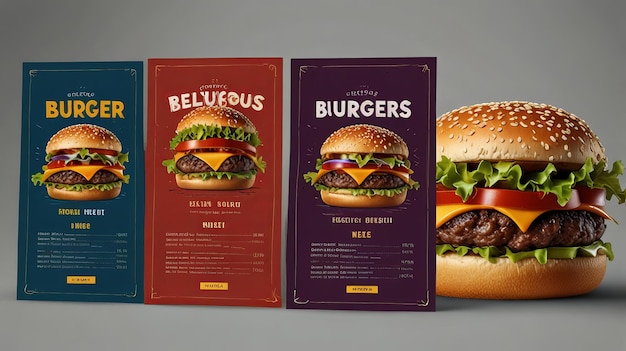 Photo fast food menu brochure design vector template in a4 size flyer banne and layout design food concept