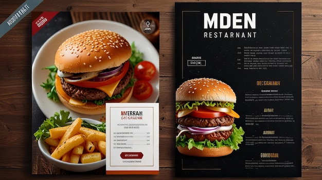 Photo fast food menu brochure design vector template in a4 size flyer banne and layout design food concept