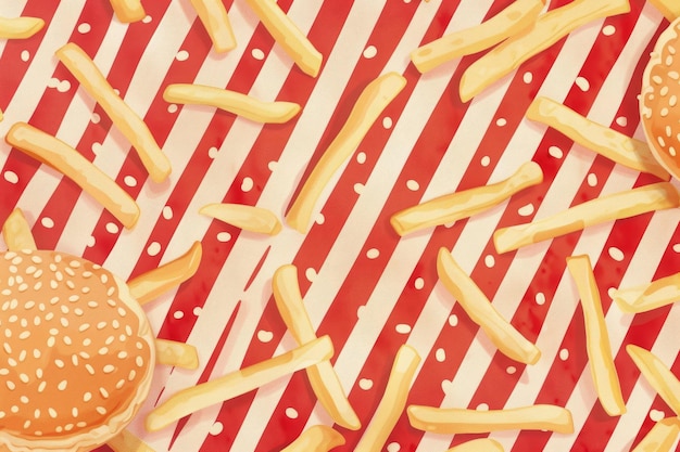 Photo fast food pattern with burgers and fries