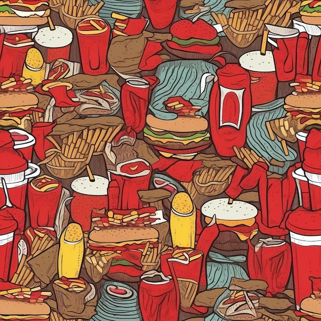 fast food seamless pattern