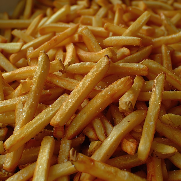 Fast food staple French fries served on a wooden cutting board