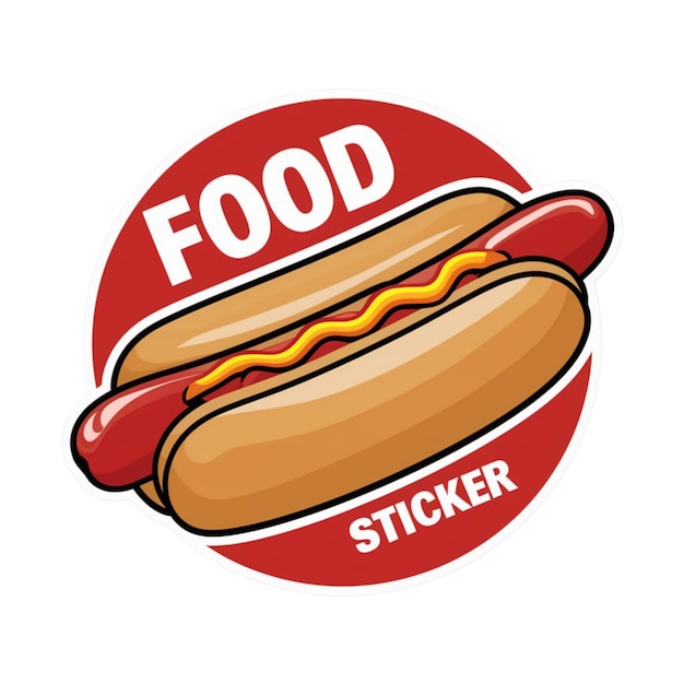 Fast food sticker design with Hot dog isolated on white background