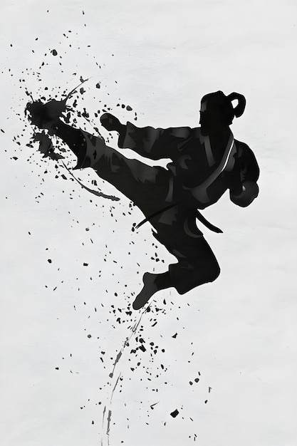 Fast kick fighting technique silhouette vector illustration Modern and simple logo design