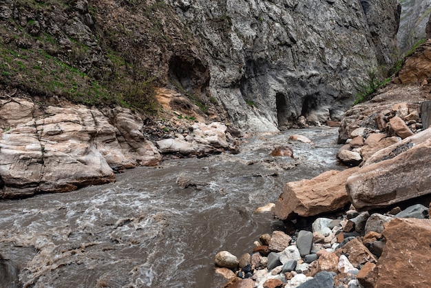 Fast mountain river in the gorge