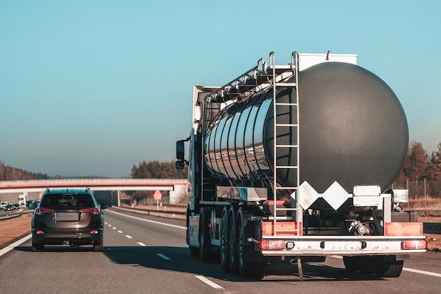 Fast and reliable semitrucks transporting goods on road