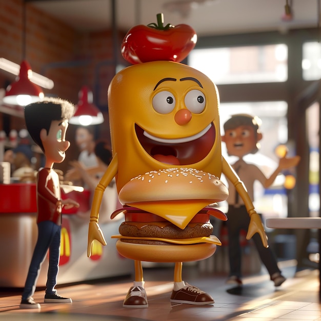 FastFood Mascot Animated Interaction