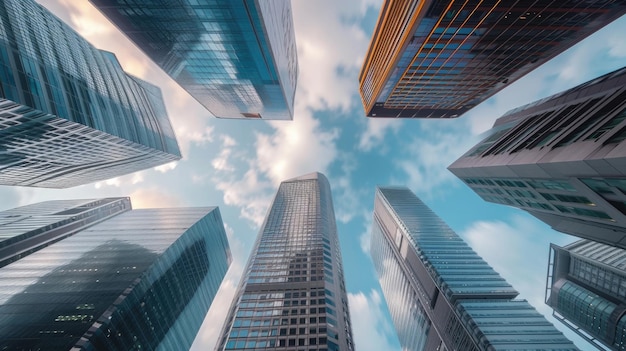 Fastforward footage of business skyscrapers in Singapore with moving clouds at the citys financial center