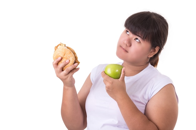 Fat Asian woman isolated on white background