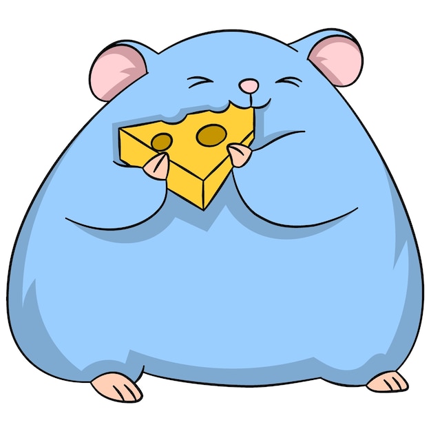 Photo fat mice are eating cheese snacks at night