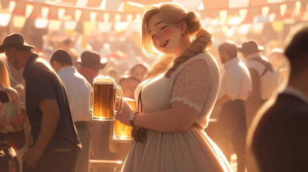 Fat woman at oktoberfest