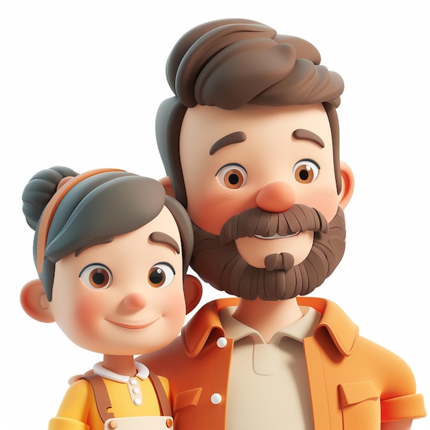 Father and Child 3D Pixar Cartoon illustration for Fathers Day