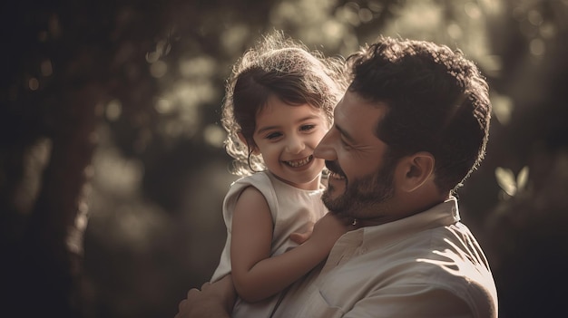 Father and child having a good time professional color grading cinematic tones feeling fatherhood