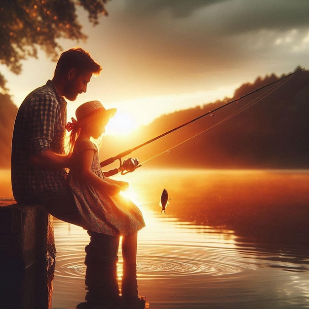 A father and child having a picnic in a sunny park on Fathers Day