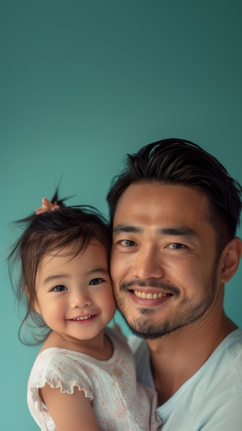 Father and child portrait on isolated background Studio shot Generative AI