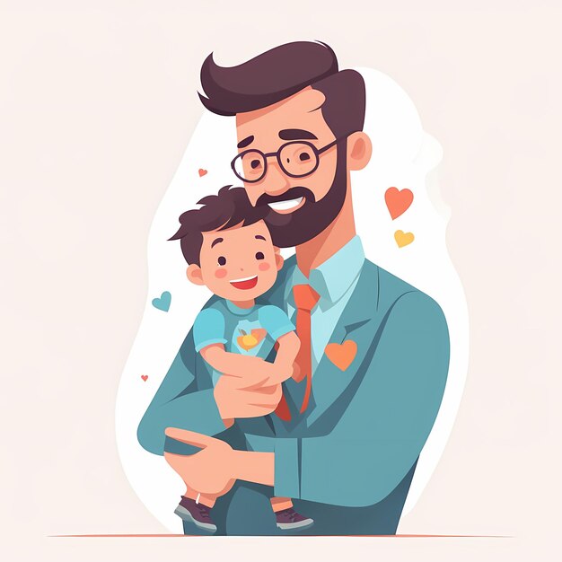 father and child sharing a moment international fathers day flat illustration with white background