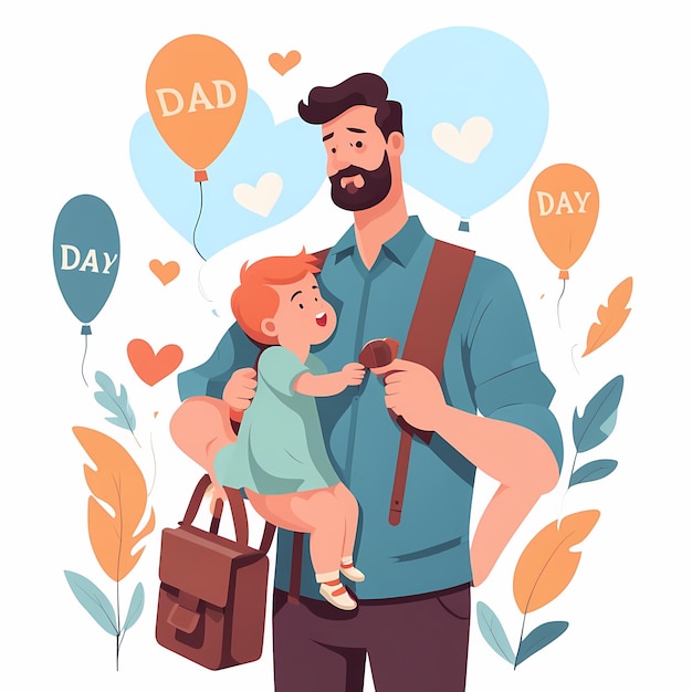 Photo father and child sharing a moment international fathers day flat illustration with white background