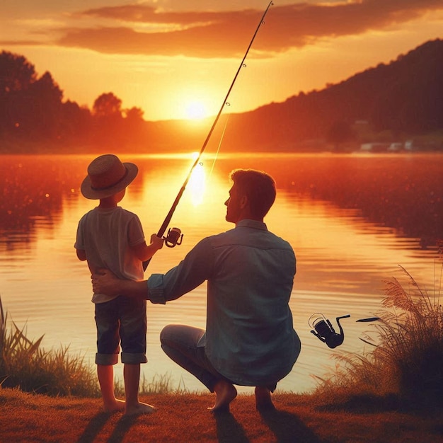 Father and daughter enjoying a sunset picnic on a beach expressing love and bonding