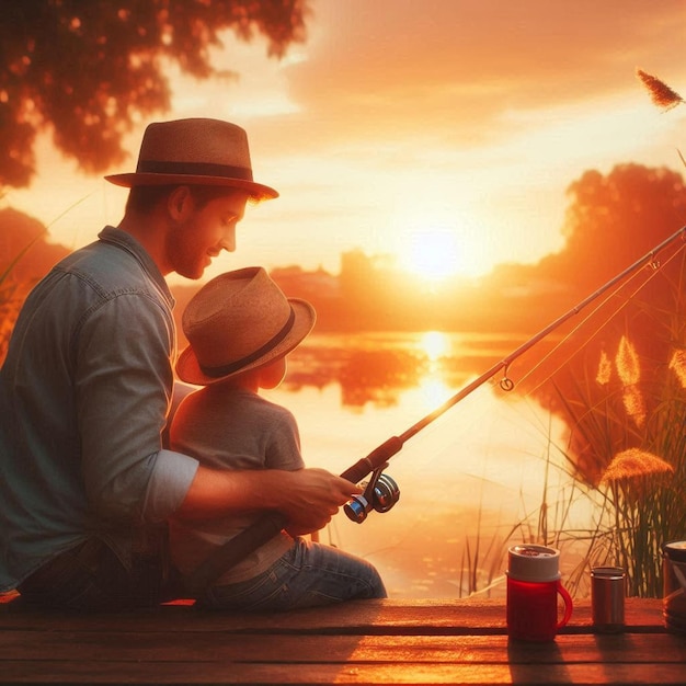 Father and daughter enjoying a sunset picnic on a beach expressing love