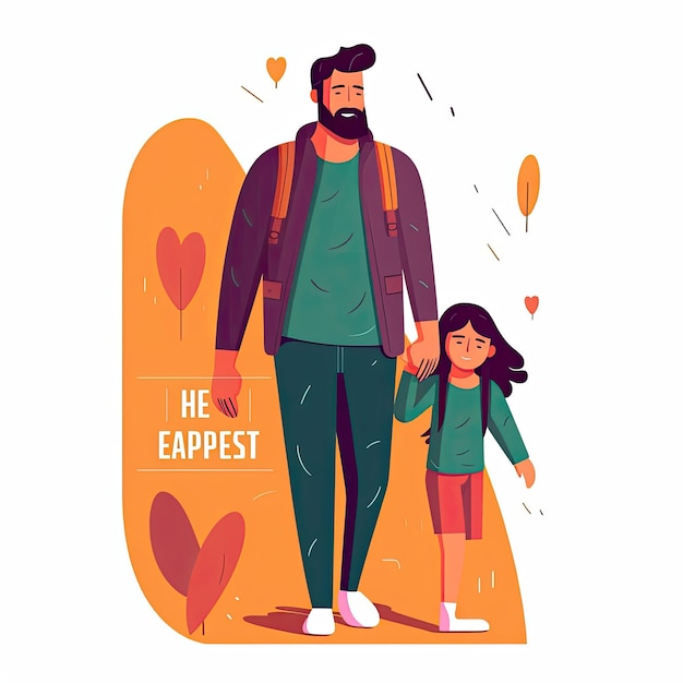 father and daughter flat illustration