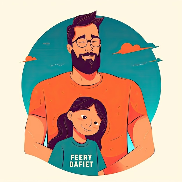 father and daughter flat illustration