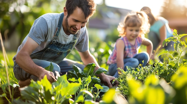 A father and daughter gardening together a great way to spend time together outdoors and learn about nature